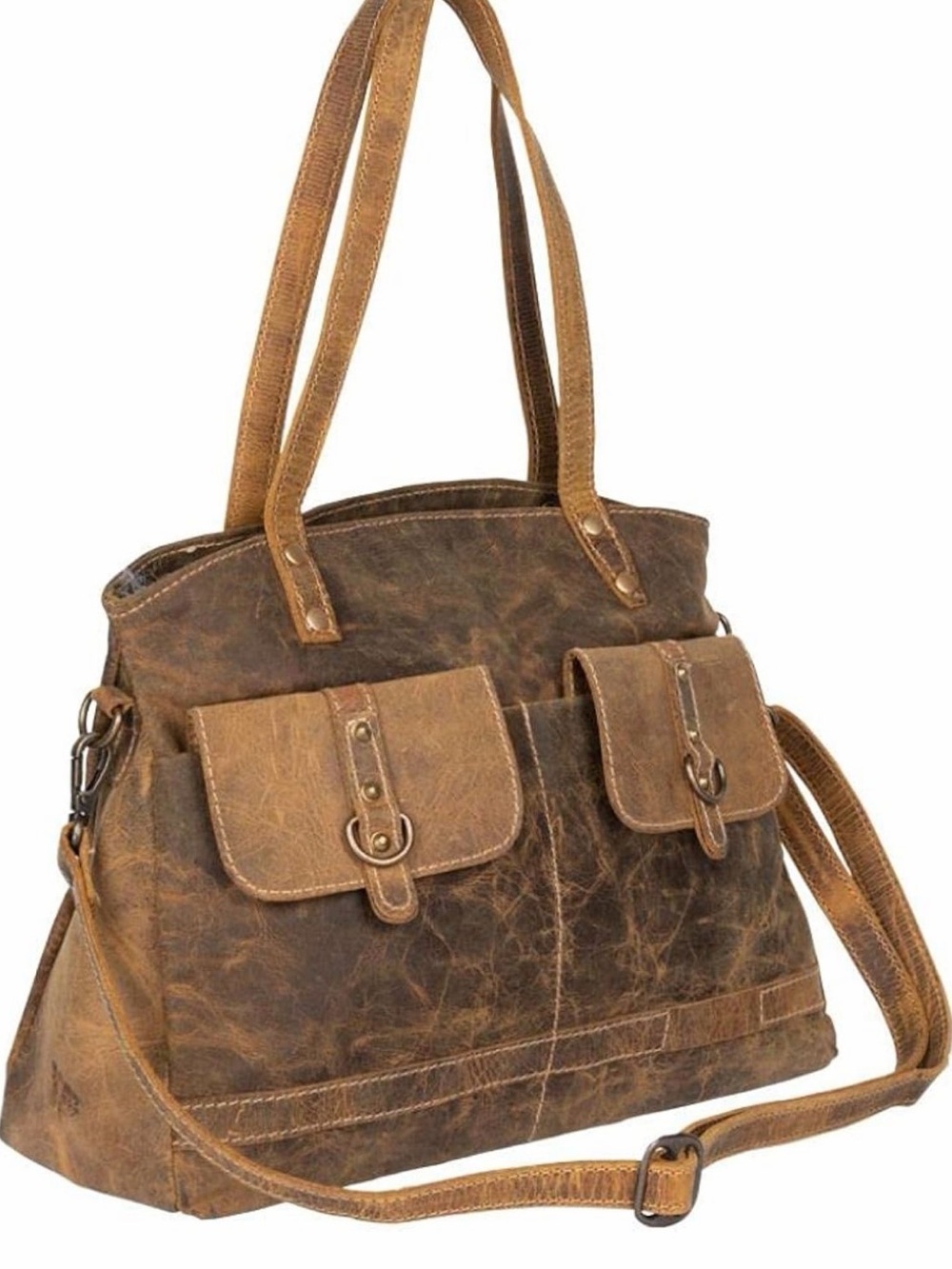Myra Bag "Ultimate Choice" Brown Distressed Leather Shoulder Bag/Satchel - Picture 2 of 14